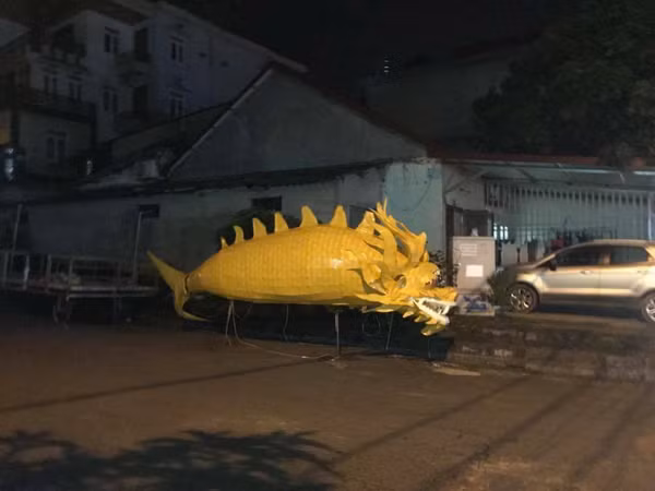 Nhìn vào chiếc đèn lồng cá chép hóa rồng này, nhiều người nhận xét rằng, nó giống cá ở phần thân nhưng việc lắp đầu rồng vào dường như mọi thứ tỉ lệ đều không chính xác.