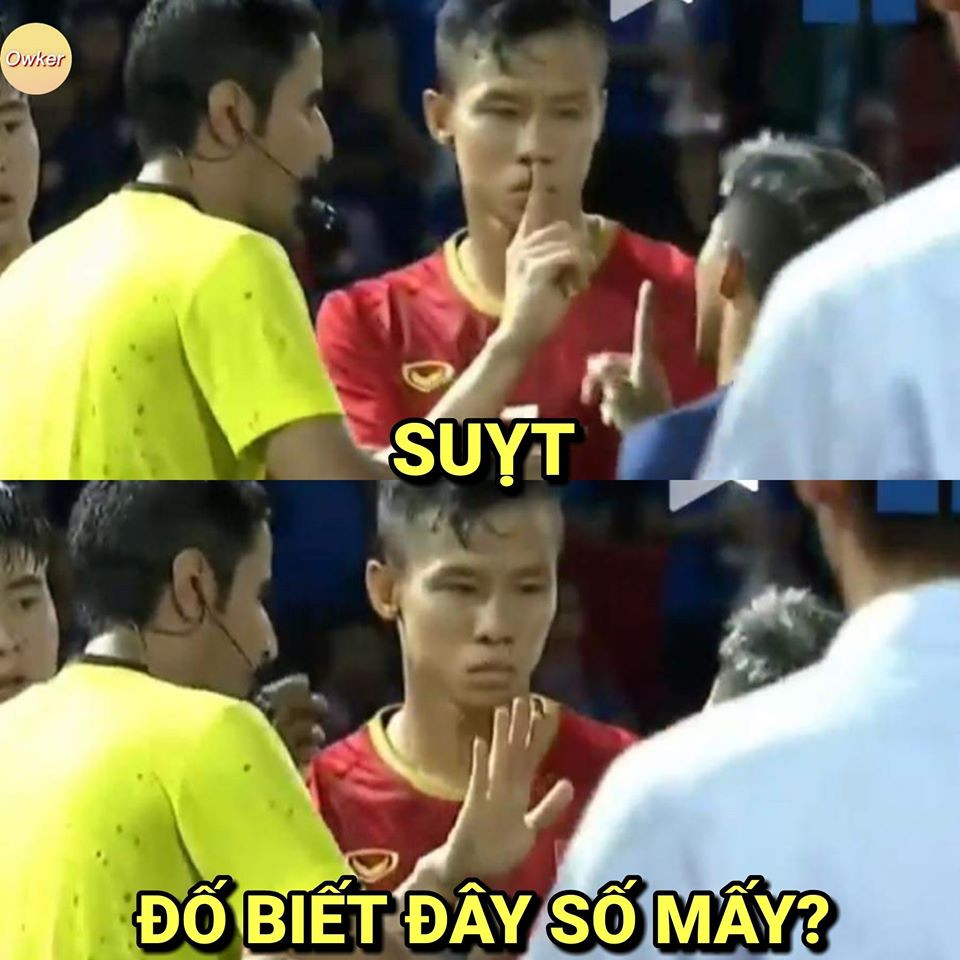 Pha dằn mặt Chanathip của Quế Ngọc Hải được dân mạng chế ảnh bóng đá thành nhiều phiên bản khác nhau.