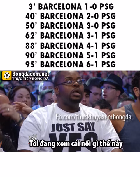 Nhiều khán giả chứng kiến cuộc đấu giữa Barca và PSG không thể tin nổi mình đang được xem điều gì khi tỷ số cứ liên tục nhảy và đều do các cầu thủ chủ sân Nou Camp làm "biến ra".