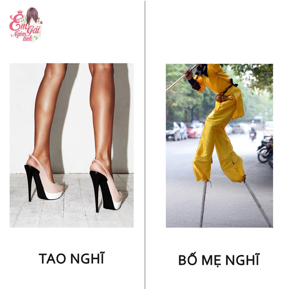 Đi guốc cao thì sẽ bị xem là đi cà kheo, đây là trường hợp không hiếm gặp khi bố mẹ bắt gặp cảnh con gái đang lênh khênh trên đôi gộc từ 7 cm đến 12 cm.