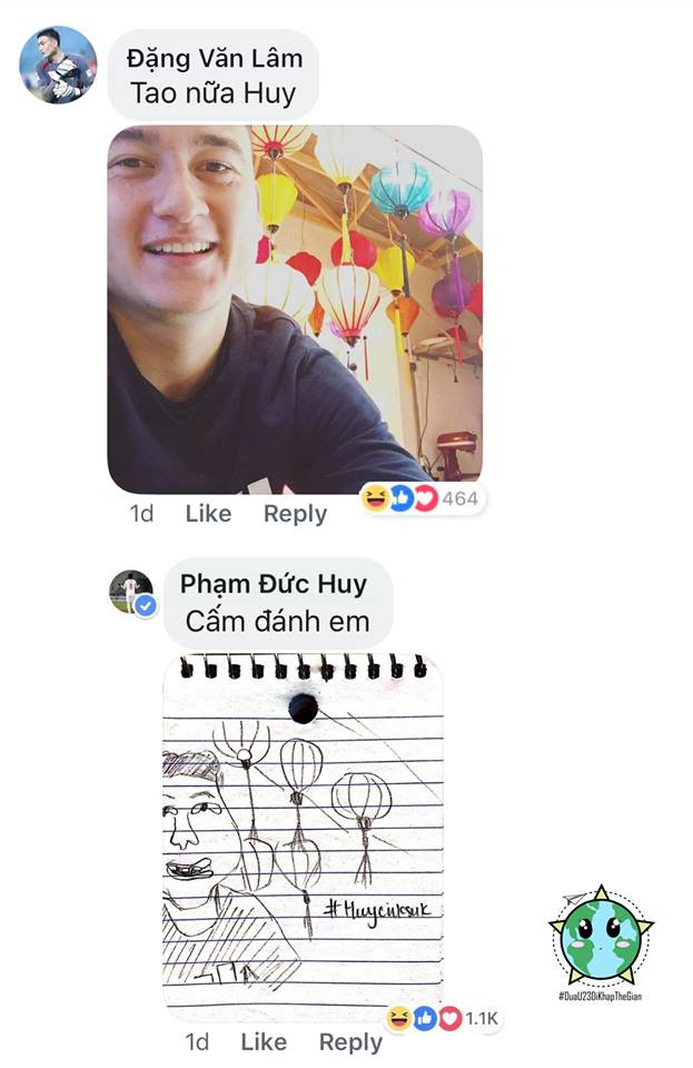 Những bức tranh của Đức Huy vẽ các đồng đội của mình được xếp vào hàng tranh biếm họa, khiến khổ chủ không biết chui vào đâu vì xấu hổ.