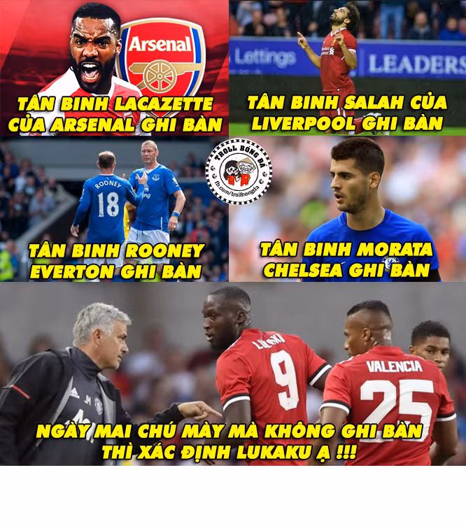 Chứng kiến Lacazette và Morata nổ súng, Lukaku cũng không kém cạnh đã có ngay cú đúp vào lưới West Ham United để giúp M.U có chiến thắng 4 - 0 trước đối thủ đến từ London. Ảnh: Troll Bóng Đá.