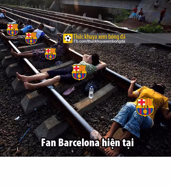 Hình ảnh của Fan Barca sau khi để Real Madrid nhấn chìm với tỷ số 3-1 đêm qua. Ảnh: Thức Khuya Xem Bóng Đá.