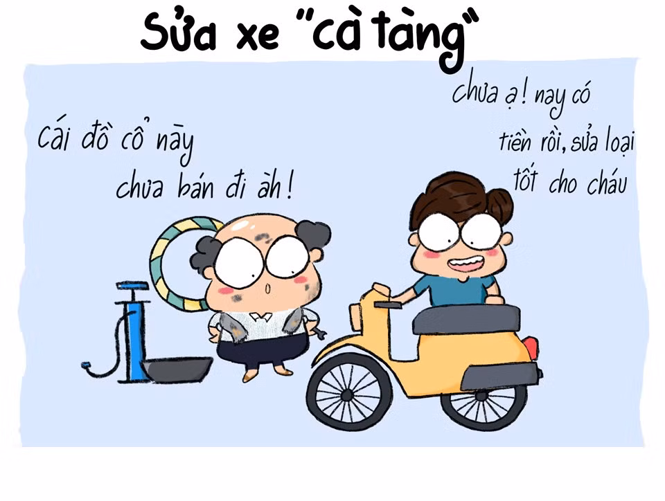 Một số người chạy xe "cà tàng" không phải vì họ không có tiền, biết đâu đó là vật kỷ niệm thì sao? Mang xe đi sửa mãi đến bác sửa xe còn thấy ngán. Nhưng không sao, còn chạy được việc gì phải mua xe mới cho tốn tiền. Lấy tiền thưởng Tết tân trang lại có phải tốt hơn không?