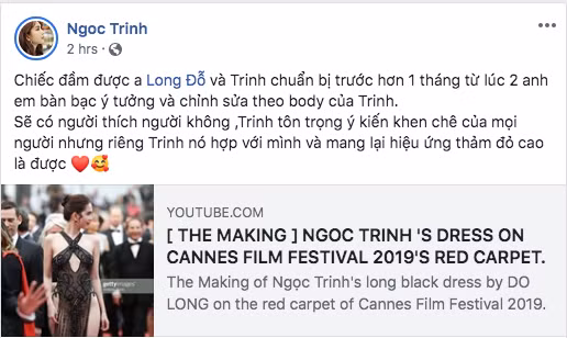 Ngoc Trinh len tieng khi bi chi trich mac sexy tai Cannes, CDM phan ung cuc gat
