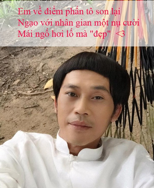 Nghệ sĩ hài Hoài linh cũng từng kiểu đầu úp bát để vào vai thằng Bờm trong một tiểu phẩm hài của mình.