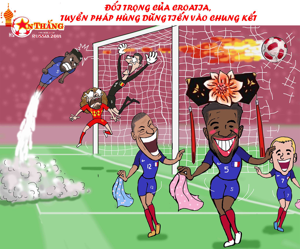Trong khi Croatia chật vật vượt qua ĐT Anh tại bán kết thì ĐT Pháp dễ dàng loại ĐT Bỉ bằng pha đánh đầu ghi bàn của trung vệ Umtiti.