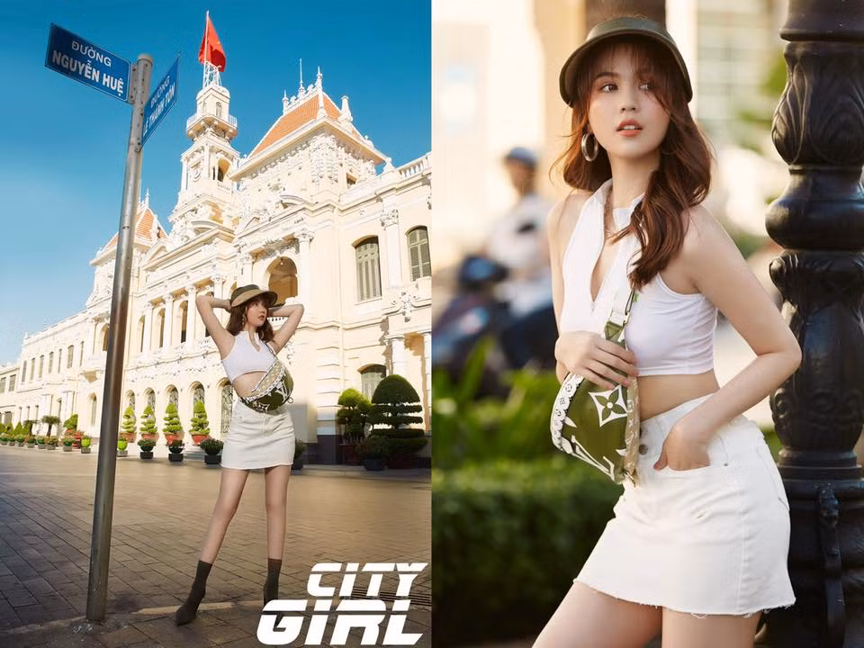 Khi cần khiêu gợi, Ngọc Trinh sẵn sàng phối chiếc áo croptop ngắn và chiếc chân váy ngắn.