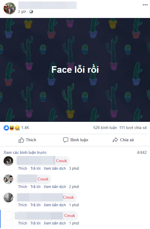 Tranh thủ Facebook lỗi, nhiều bạn trẻ đã nghĩ ra nhiều trò như "Cmuk" để thả tim.