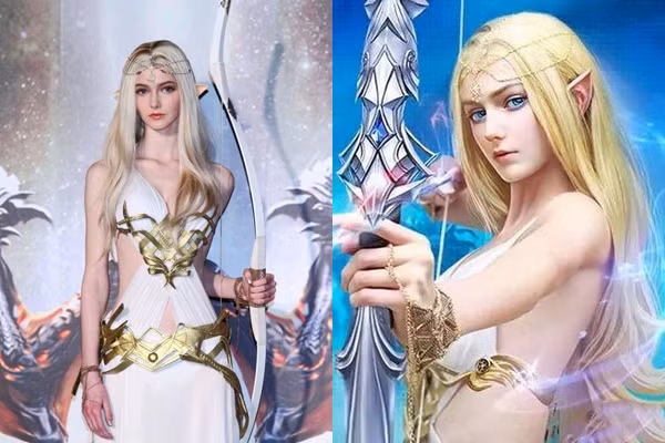  Mỹ nhân Canada trên đã hóa thân thành một nàng tiên có mái tóc dài màu trắng, đôi tai nhọn và trang phục gợi cảm. Dù chỉ xuất hiện ngắn ngủi mấy giây nhưng vẻ đẹp thoát tục của cô gái cũng đủ khiến cộng đồng mạng Trung Quốc chú ý.