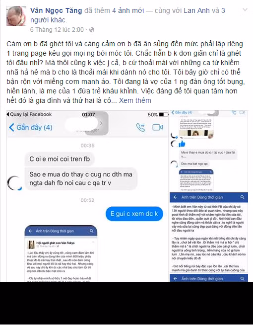 Tiếp đó, Vân Tokyo còn đáp trả những thành viên của cộng đồng mạng ghét mình bằng một bài chia sẻ khá dài.