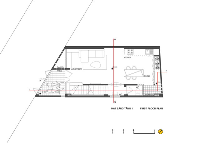 Bản vẽ mặt bằng tầng 1.