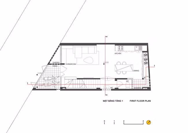 Bản vẽ mặt bằng tầng 1.