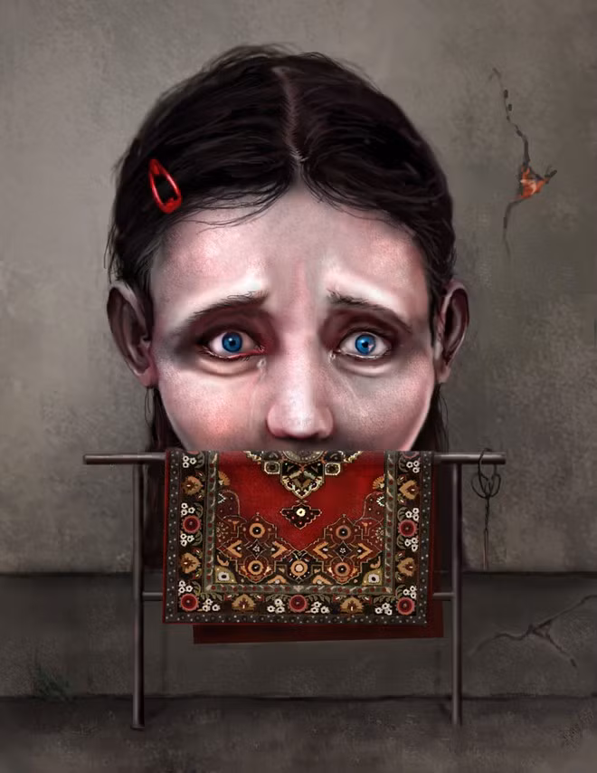 Nạn nhân của những vụ bạo hành luôn phải sống cam chịu trong nỗi ấm ức và dấu sự trầm uất của mình đằng sau tấm khăn che mặt.