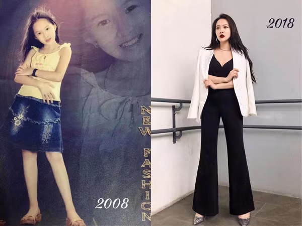 Bức ảnh "ngày ấy - bây giờ" của em họ Hương Tràm.