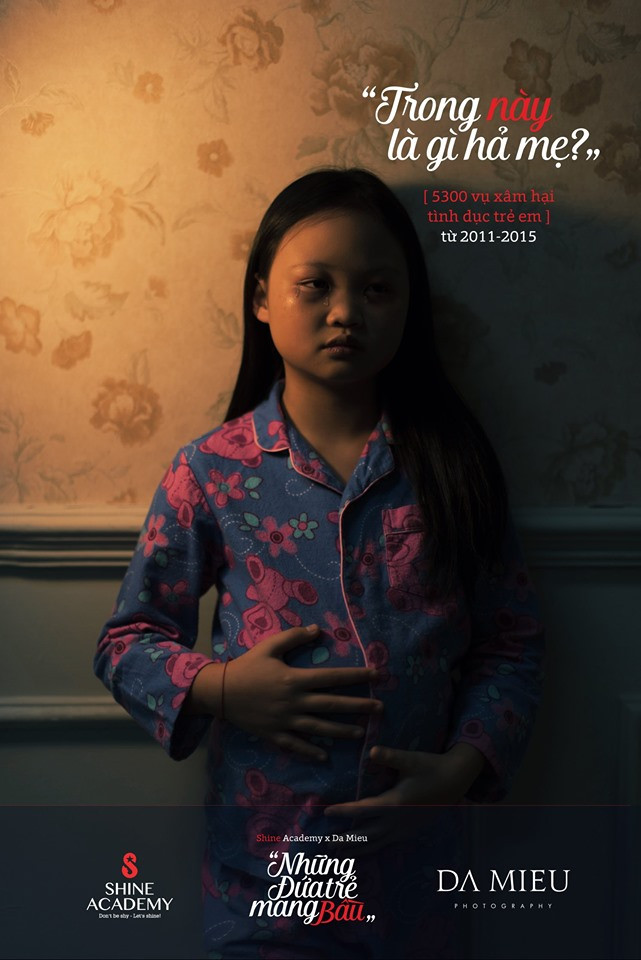 Với hình ảnh chủ đạo là những bé gái từ 8 - 12 tuổi hóa thân thành những nạn nhân của xâm hại tình dục, mang trong mình hậu quả của tội ác ấu dâm, bộ ảnh Những đứa trẻ mang bầu nằm trong chuỗi dự án phi lợi nhuận, chung tay thực hiện bởi những người tràn đầy tâm huyết và tình yêu với con trẻ.