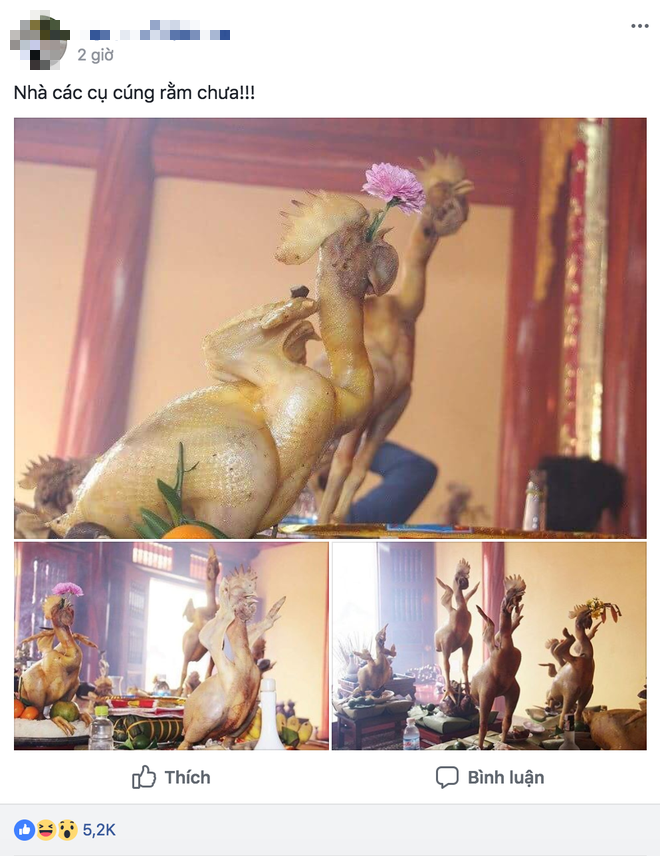 Con gà trên mâm cỗ cúng tổ tiên trong ngày rằm tháng giêng của người dân được chuẩn bị vô cùng công phu.