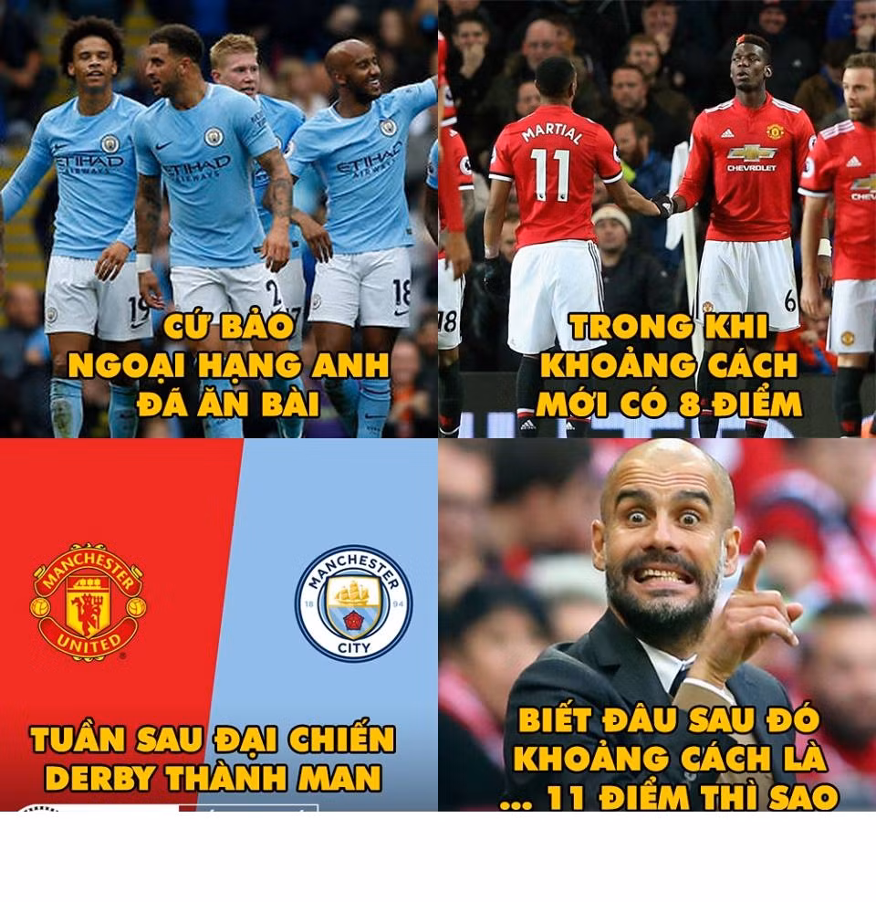 Man City nhắc M.U là khoảng cách giữa 2 đội giờ là 8 điểm và trận derby vòng sau, rất có thể con số đó là 11.