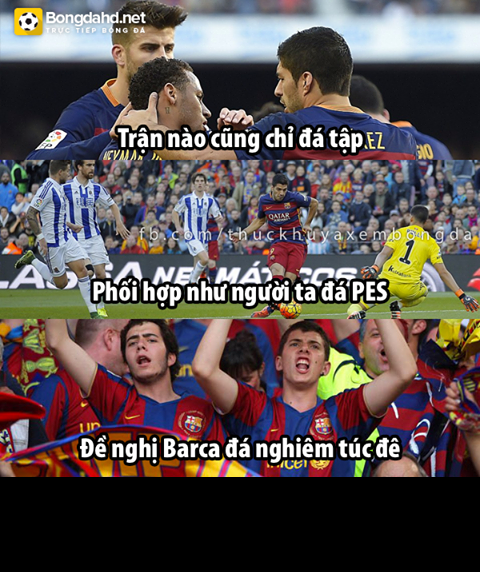 NHM làm ảnh chế hài hước đề nghị Barca cần nghiêm túc hơn trong thi đấu.