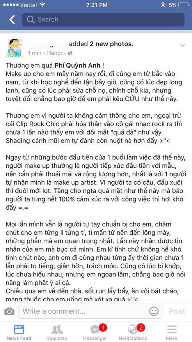 Sự việc còn trở nên căng thẳng hơn khi Quỳnh Anh Shyn đăng tải con ảnh selfie bằng điện thoại kèm caption đầy ngụ ý: "Một cái điện thoại còn hơn 10 cái máy cơ". Nói trắng ra, cô bạn đang chê chất lượng chụp hình của ekip.