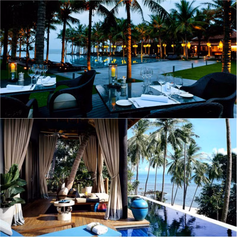 Nam Hải (Hội An): Đây là khu nghỉ dưỡng toàn biệt thự nằm cạnh Hà My, một trong những bãi biển đẹp nhất Việt Nam. Kiến trúc độc đáo của khu nghỉ dưỡng này lấy cảm hứng từ lăng vua Tự Đức tại Huế. Tại đây, du khách có thể tham gia tour du lịch “Theo chân đầu bếp” để khám phá chợ Hội An, tới vườn rau hữu cơ của resort và theo học lớp nấu ăn của người Việt.