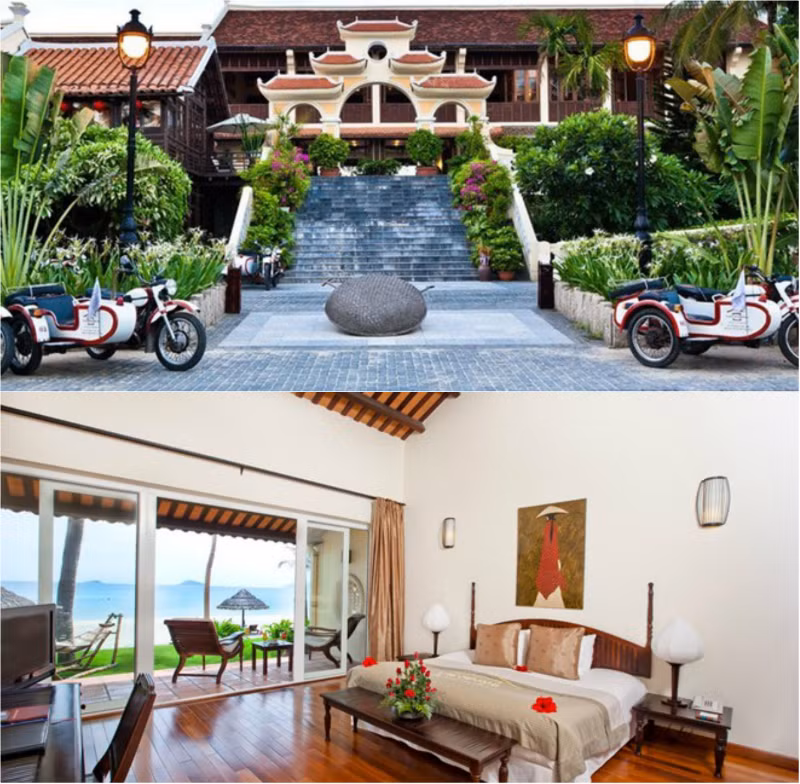 Victoria Hoi An Beach (Hội An): Cách trung tâm Hội An chưa đầy 5 km, khu nghỉ dưỡng này được xây dựng mô phỏng theo một làng chài truyền thống của Việt Nam. Du khách có thể đi tham quan phố cổ, đến chợ cá vào sáng sớm và khám phá miền đất xinh đẹp này trên những chiếc xe ba bánh có người lái, hoặc đạp xe leo núi.