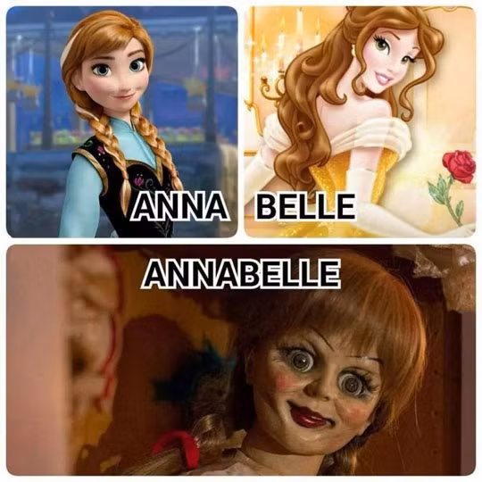 Annabelle là bản sao thất bại của hai công chúa đình đám trên phim ảnh là Anna và Belle.