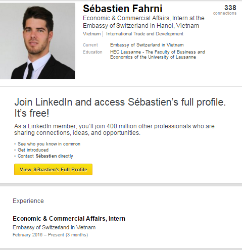 Profile cụ thể của anh chàng trên trang Linkedln.