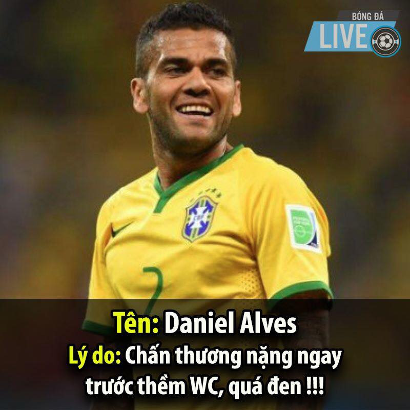 Daniel Alves không tham gia World Cup vì chấn thương nặng.