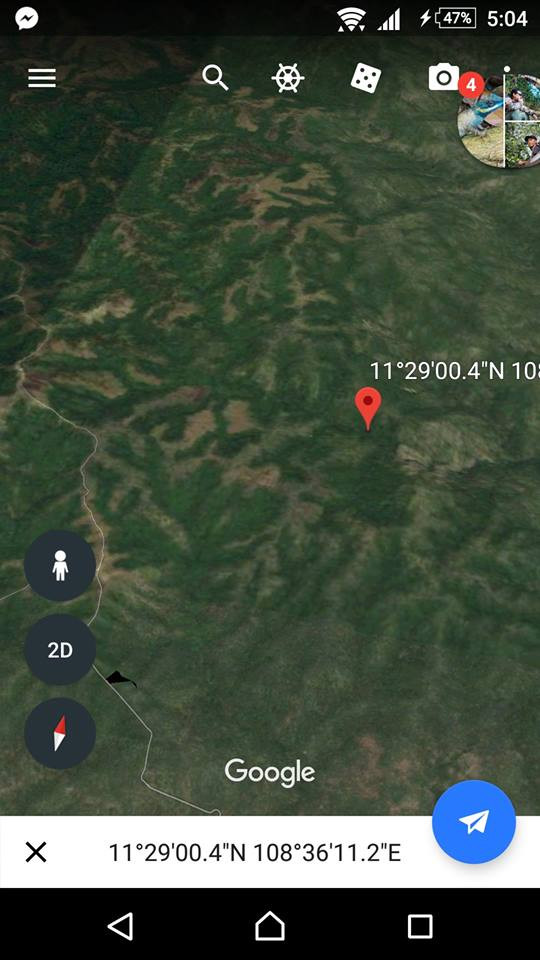 Tọa độ tìm thấy túi đồ của Kiện.