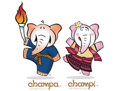 SEA Games 25 tại Lào, linh vật là hai chú voi Champa và Champi.
