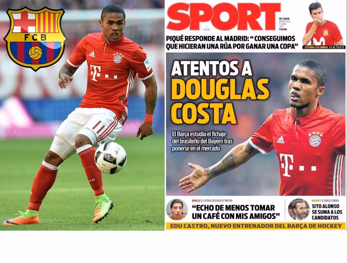 Barcelona muốn có chữ ký của Douglas Costa: Theo nguồn tin chuyển nhượng bóng đá từ tờ AS, Barcelona muốn giải cứu Douglas Costa khỏi Bayern Munich. CLB xứ Bavaria sẵn sàng để tiền vệ người Brazil ra đi nếu nhận được đề nghị hợp lý. Ảnh: AS