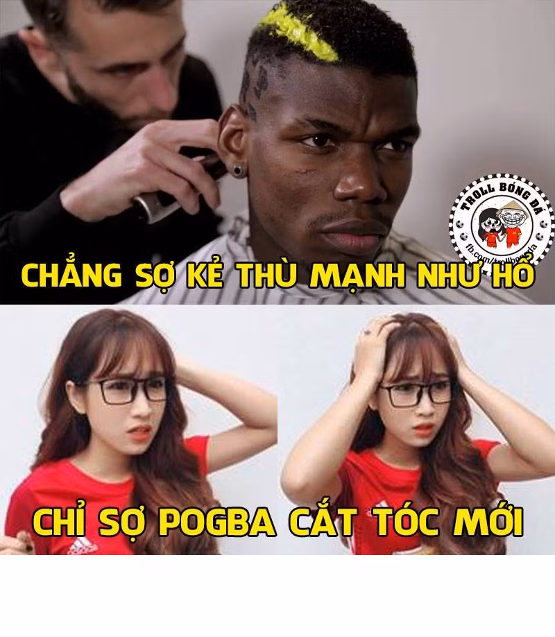 Chứng kiến vận đen của Pogba khi cắt tóc, các fan của MU đã đúc rút ra một câu thơ "Chẳng sợ kẻ thù mạnh như hổ, chỉ sợ Pogba cắt tóc mới".