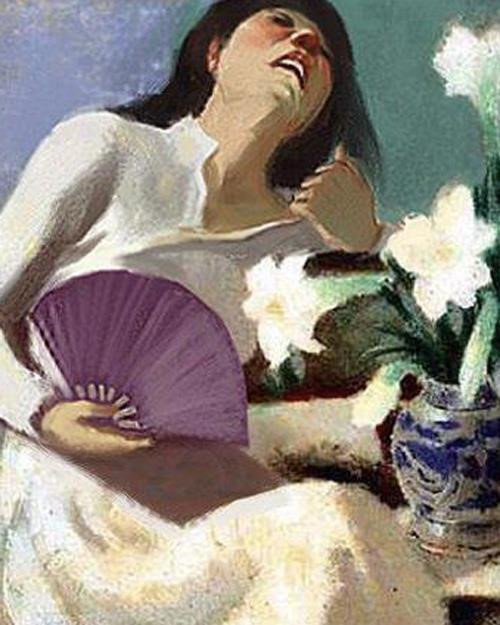 Thiếu nữ bên hoa huệ của hoạ sĩ Tô Ngọc Vân phiên bản trời nắng 40 độ.