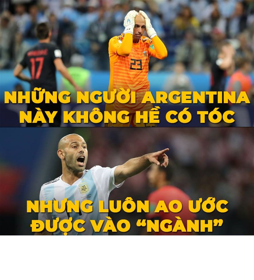 ĐT Argentina đang sợ hãi với những nhân vật không có tóc, đầu tiên là thủ thành Caballero và mới đây nhất là Mascherano.