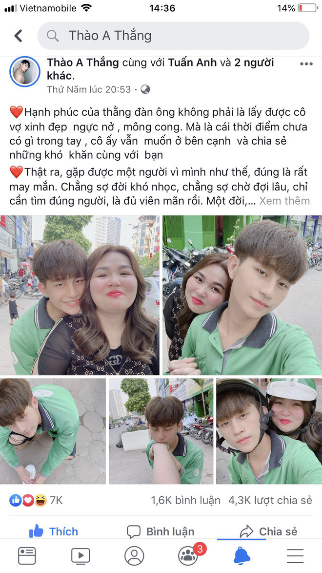 Mới đây trên MXH, các dân mạng trở nên sôi nổi khi câu chuyện tình "đũa lệch" giữa chàng xe ôm công nghệ điển trai tên Thào A Thắng và cô nàng bạn gái béo mập của mình.