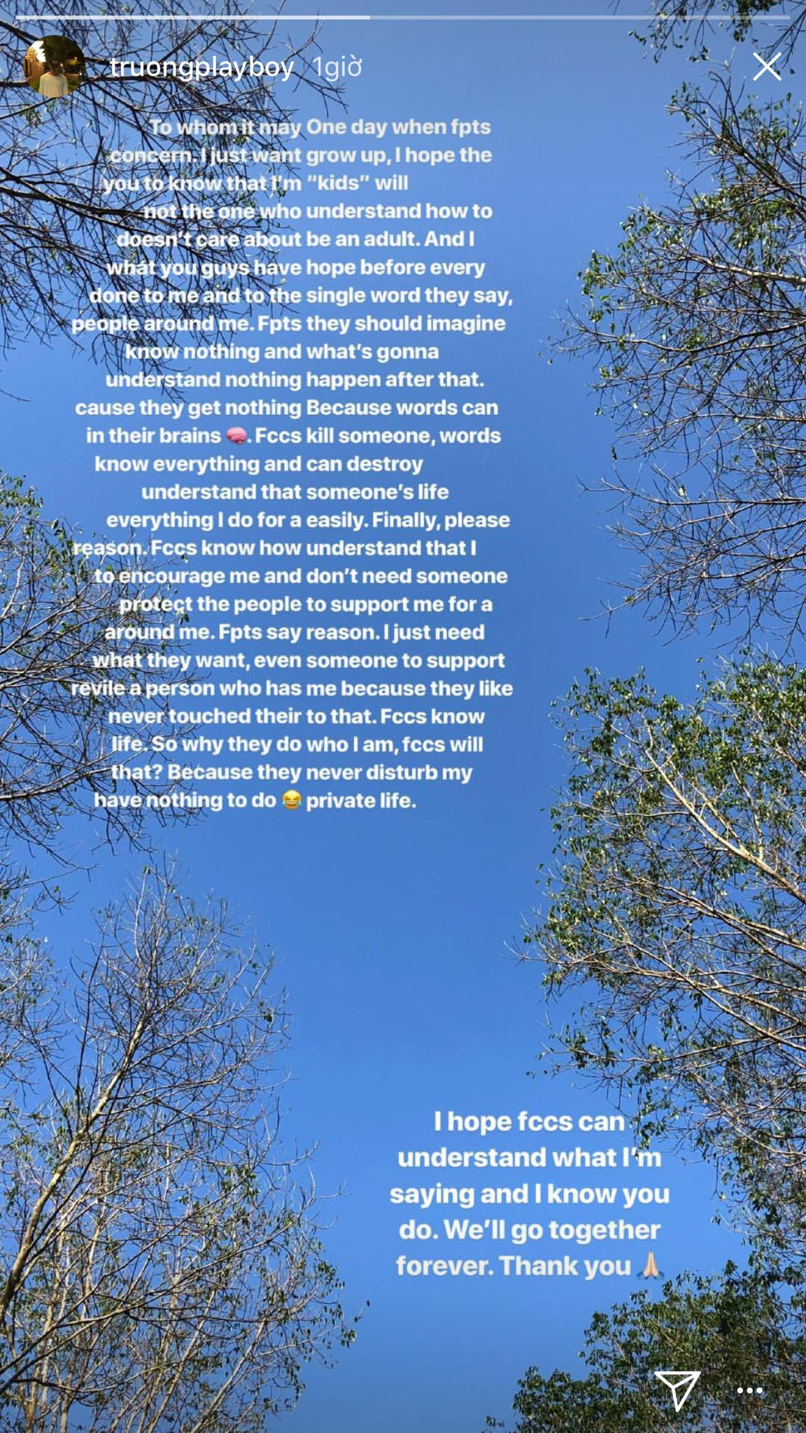 Bài chia sẻ gây bão của Xuân Trường được các fan chụp lại.