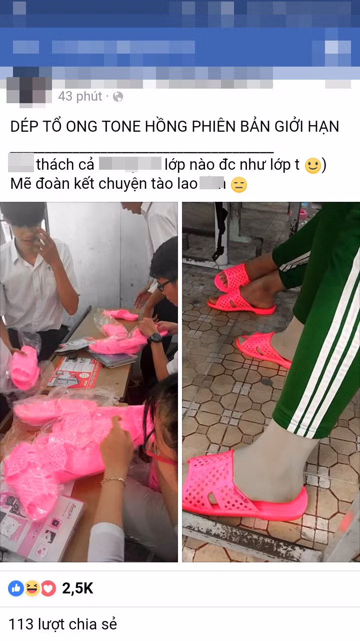 Làm sao để nghĩ ra đồng phục ấn tượng, không đụng hàng đấy là câu hỏi luôn khiến các thế hệ học sinh đau đâu. Và dép tổ ong "màu hường" ra đời từ sự sáng tạo "cực bá đạo", từ đó trở thành trào lưu cực hot trên MXH.