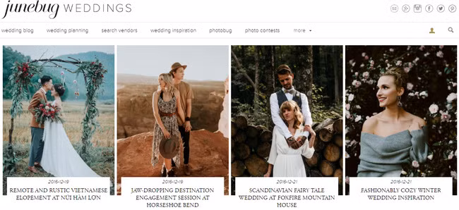 Cụ thể, mới đây trên Junebug - một tạp chí online khá đình đám chuyên về cưới hỏi đã để ý tới bộ ảnh đám cưới bí mật của Linh và Phương Anh và dành nhiều lời khen ngợi cho cặp đôi Việt Nam này.