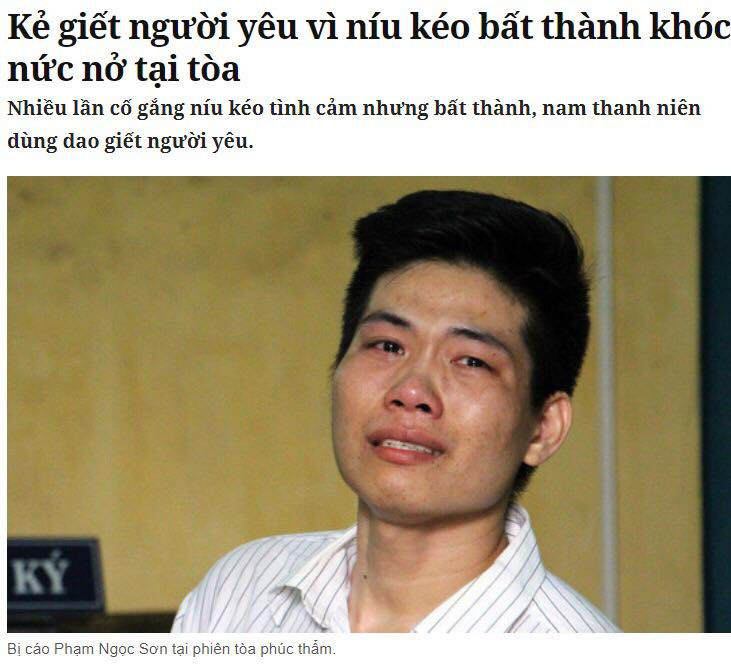 Do mâu thuẫn tình cảm, người yêu đòi chia tay, kẻ thủ ác tên Sơn đã ra chợ mua một con dao rồi quay về phòng trọ. Anh ta tiếp tục thuyết phục nhưng cô gái vẫn cự tuyệt, bất ngờ Sơn rút dao đâm liên tiếp 22 nhát vào cô gái quê Quảng Nam, khiến nạn nhân gục tại chỗ.