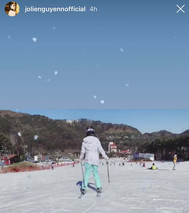 Mùa đông sang Hàn Quốc trượt tuyết thì quá sướng, điển hình như Jolie Nguyễn.