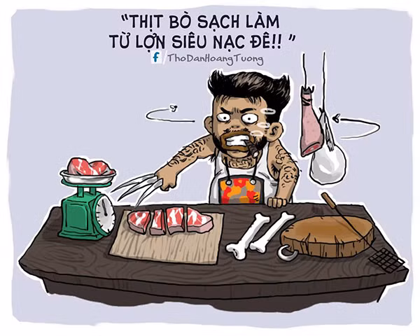 Tận dụng móng vuốt cực bén của mình, người sói hành nghề bán thịt lợn.