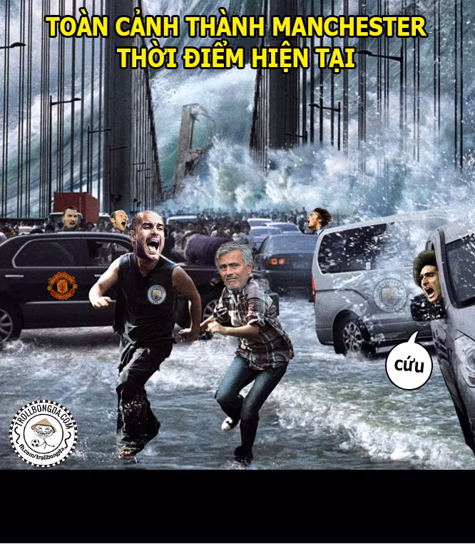 Bức ảnh chế thành Manchester dậy sóng đã được nhiều cư dân mạng truyền tay nhau trong dịp cuối tuần vừa qua. MU để Stoke City cầm hòa bạc nhược, còn Man City thì thua mất mặt trước Tottenham, sức mạnh thành Manchester khiến nhiều NHM phải lo ngại.