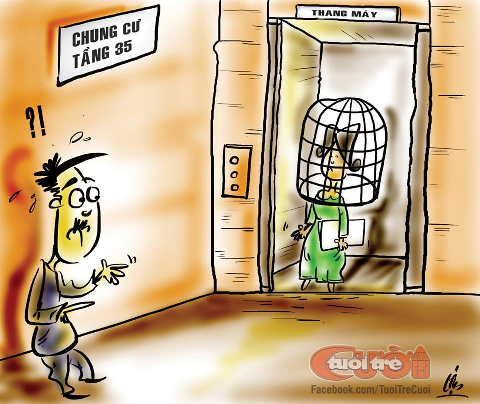 Để tránh việc sàm sỡ trong thang máy, nhiều người đã nghĩ ra cách đeo lồng bảo vệ cho an toàn.