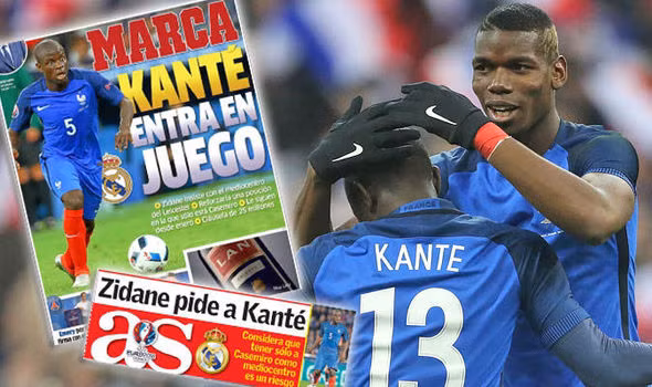 Zidane muốn có Kante: Báo chí Tây Ban Nha đồng loạt đăng tải những thông tin về chuyển nhượng bóng đá cụ thể, Real Madrid sẵn sàng chiêu mộ N'Golo Kante trong kỳ chuyển nhượng mùa Hè sắp tới. Quá ấn tượng trước tài năng của cầu thủ đồng hương, huấn luyện viên trưởng Real Madrid Zinedine Zidane đã "chấm" Kante cho kế hoạch nâng cấp đội hình mùa giải tới. Ảnh: Marca