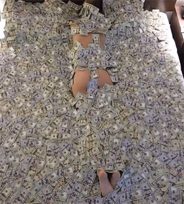 Khoe độ giàu và nhiều tiền của mình, một cậu ấm nhà giàu đến từ Mỹ đã khoe bức ảnh che thân bằng chiếc thảm đến từ những tờ đô la Mỹ.