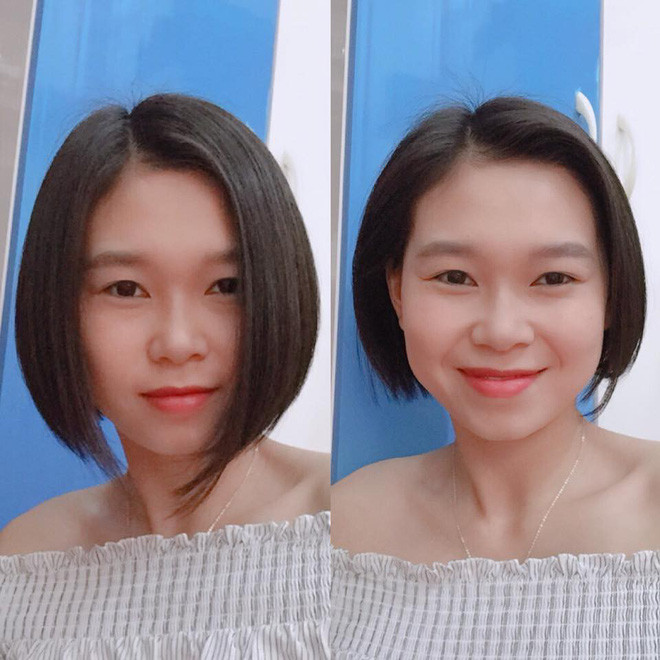 Nhiều anh chàng phải thốt lên "giả dối" khi nhìn thấy gương mặt cô gái với hai kiểu tóc.