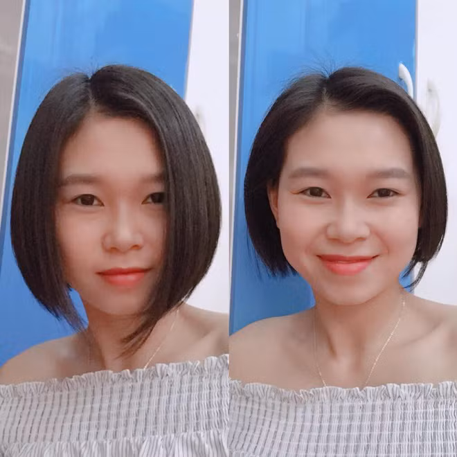 Nhiều anh chàng phải thốt lên "giả dối" khi nhìn thấy gương mặt cô gái với hai kiểu tóc.