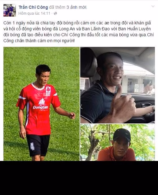 Còn với trung vệ Chí Công của ĐTLA, anh đã gửi lời đến CĐV cũng như BHL của ĐTLA vì từ mùa giải sau anh sẽ về chơi cho CLB XSKT Cần Thơ.