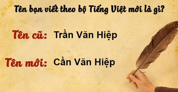 Tuy nhiên, dù có kịch liệt phản đối việc đề xuất thay đổi các tổ hợp phụ âm của chữ Quốc ngữ nhưng đa phần dân mạng cũng khá thích thú và thử xem họ tên đầy đủ của mình nếu sang tên mới sẽ ra sao. Ảnh trong bài: Sưu tầm Facebook.
